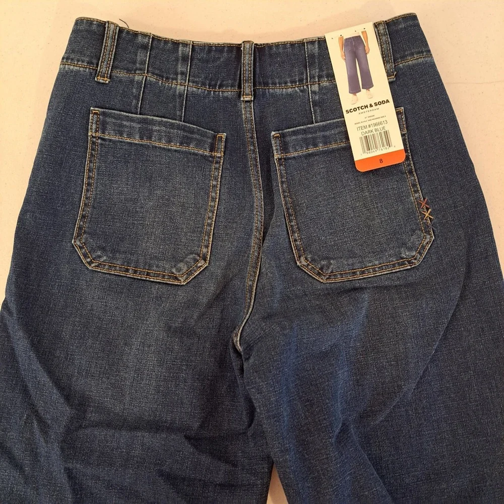 Scotch & Soda Womens Jeans 8 Dark Blue NWT Wide Leg Utility 1721-450